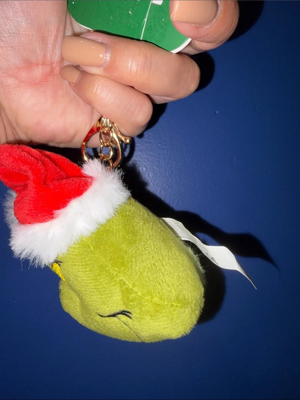 Dr. Seuss The Grinch Plush Keychain Bag Charm Santa Hat NWT